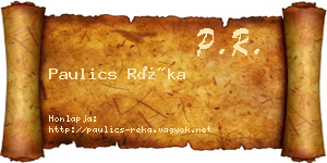 Paulics Réka névjegykártya